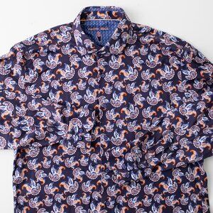 Visconti Black Paisley Long-Sleeve Button-Down Shirt Men's Large